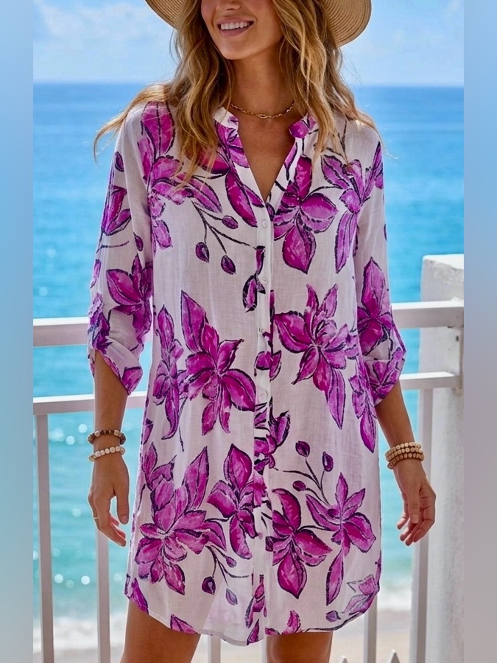 Beach coverup in beautiful pink colors - Picture 1 of 5